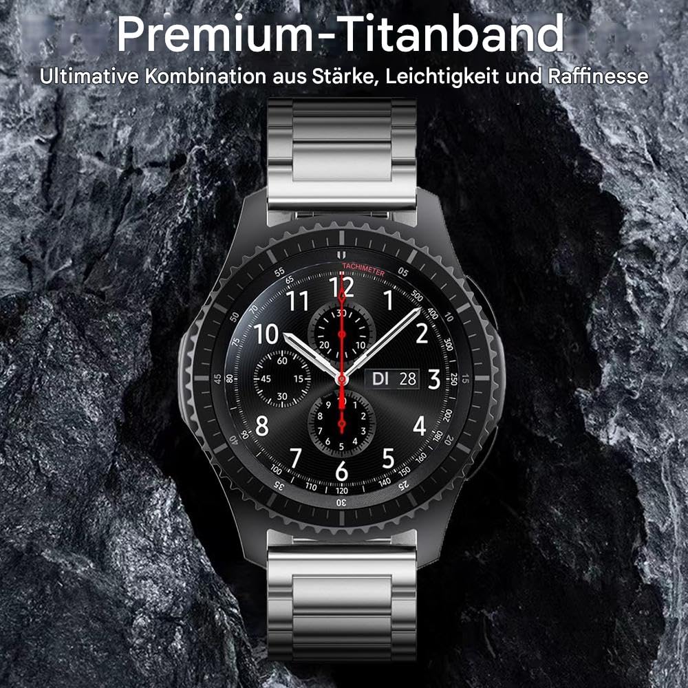 Bracelet en titane de 20 mm compatible avec Samsung Watch 6 Classic 43 mm/47 mm/5 Pro 45 mm/4 Classic 46 mm, bracelet en métal de 22 mm, compatible avec Samsung Watch 46 mm/3 45 mm, Gear S3