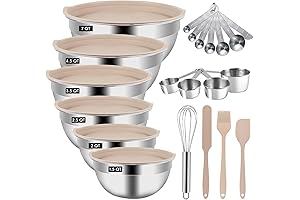 Khaki Mixing Bowls with Lids Set - Premium Collection