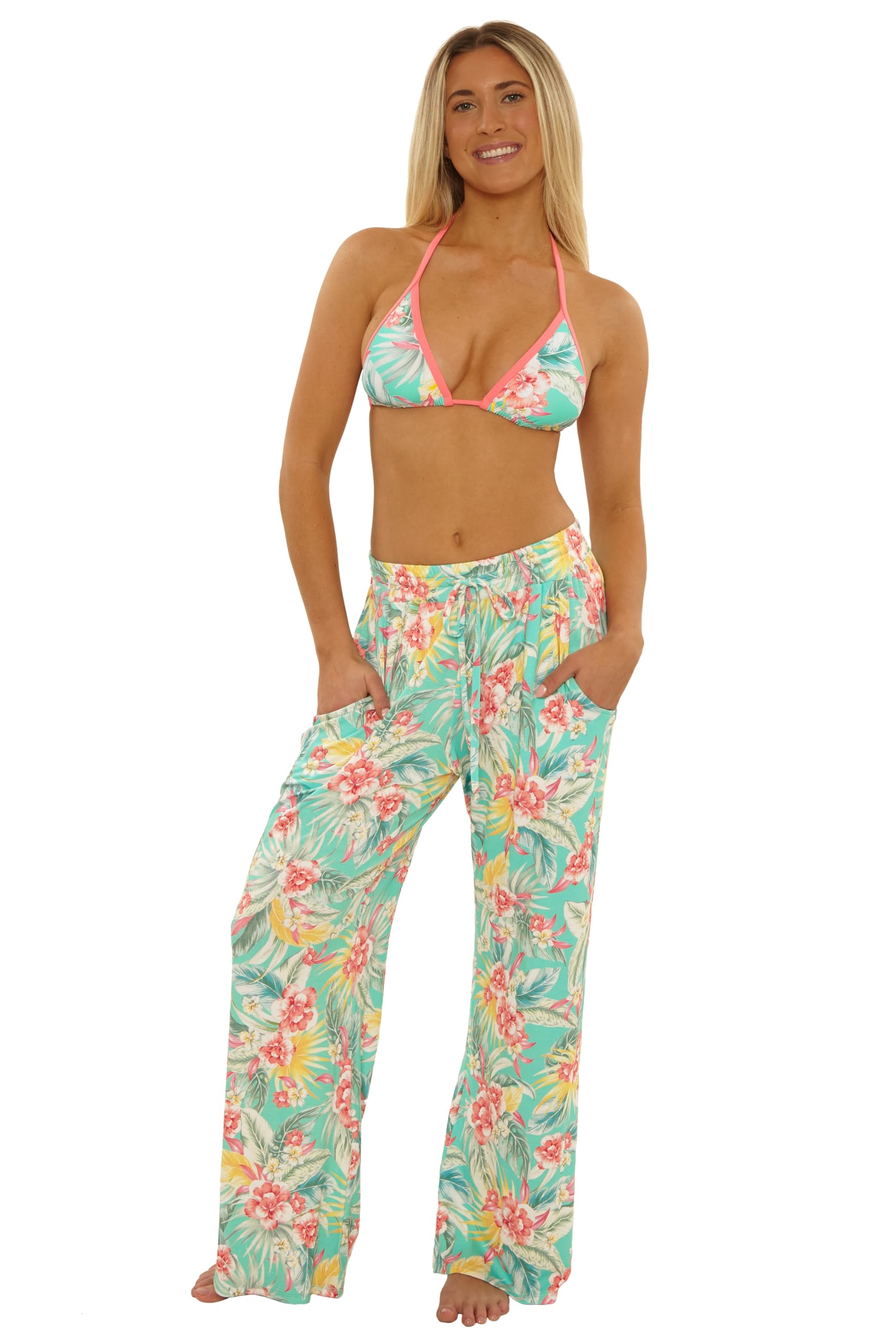 Salt Life Damen Biscayne Linda Pants, Casual, Wide Leg, Beach Cover Ups for Women Badebekleidung