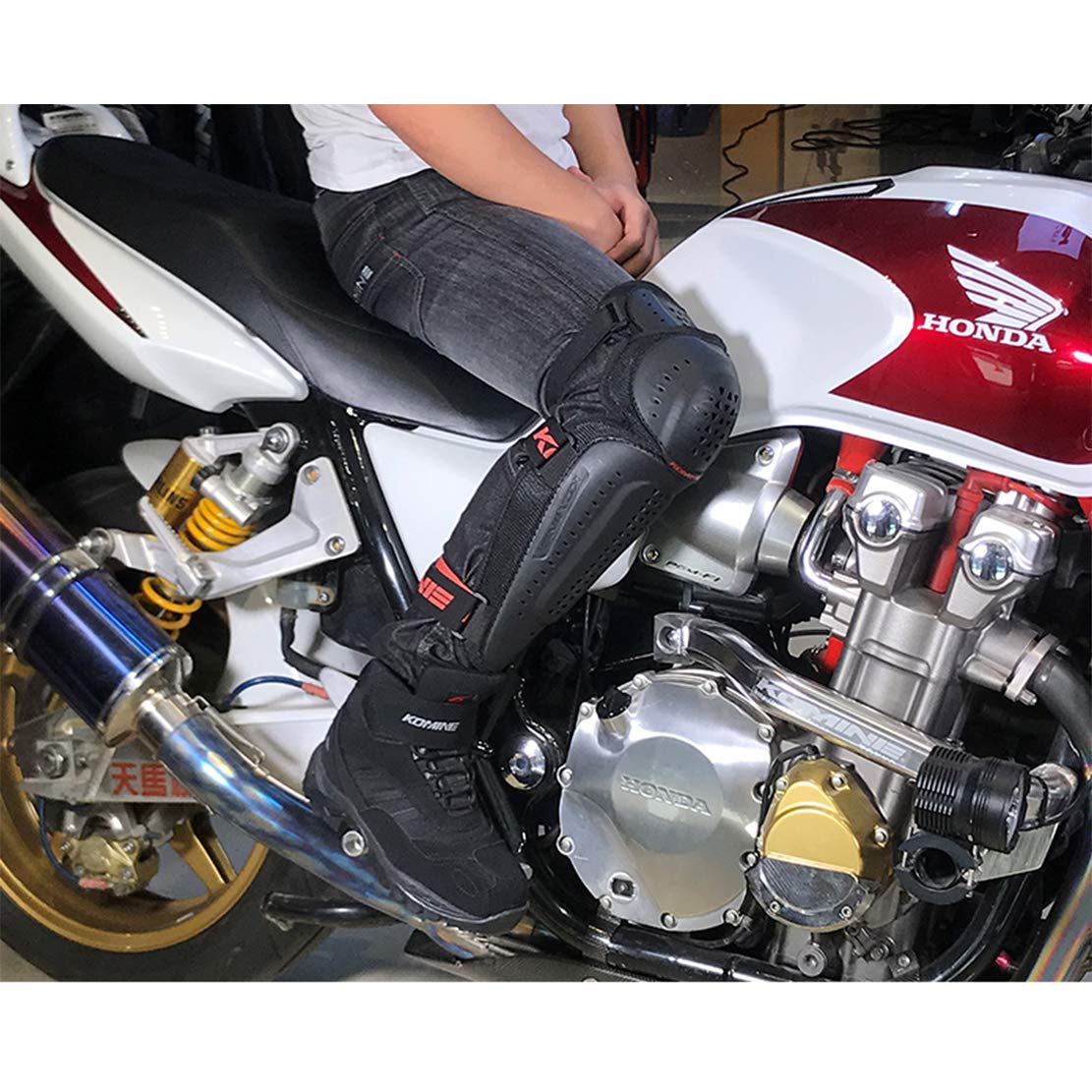 AKT Motorrad Knieschützer Langer Knieschutz Reitausrüstung Motocross Knieschützer zum Draussen Offroad Ski Rennen