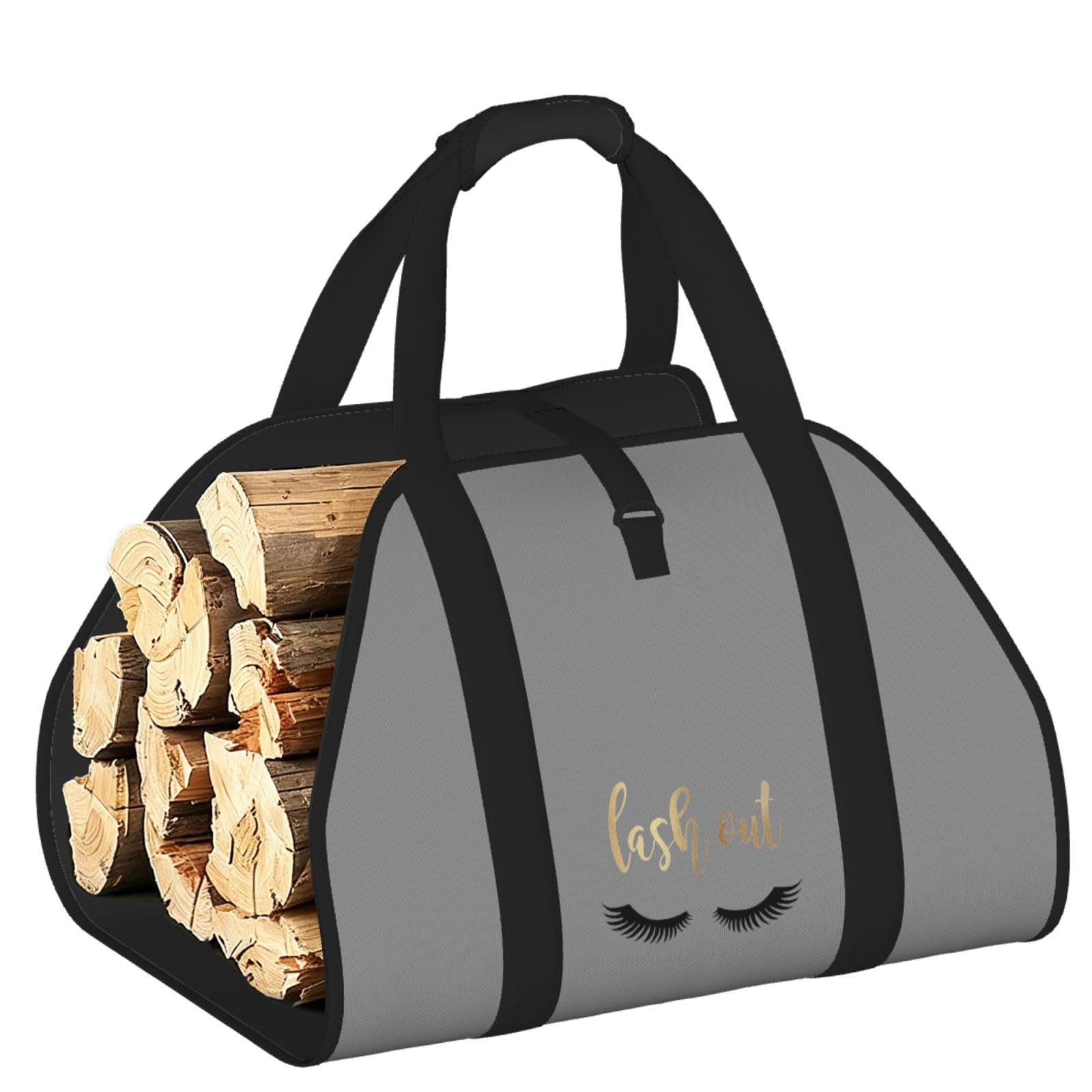 Eyelash Print Firewood Bag Wood Carrier Transport Sack Camping Picnic Storage Daily Home