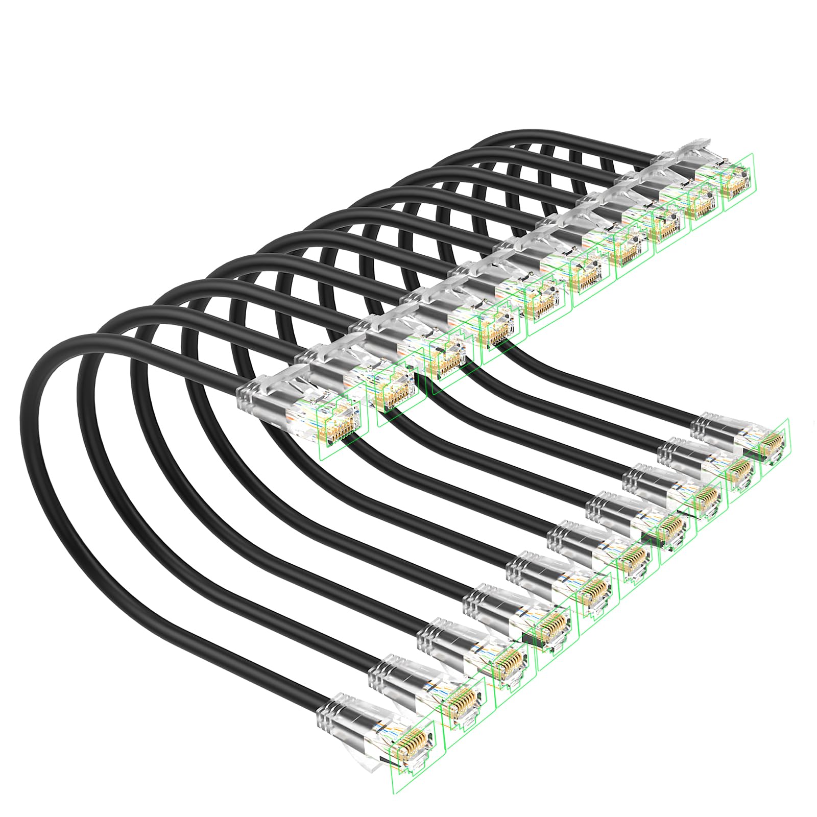 Xcftaud Cat6a 10ft 10 Pack Black