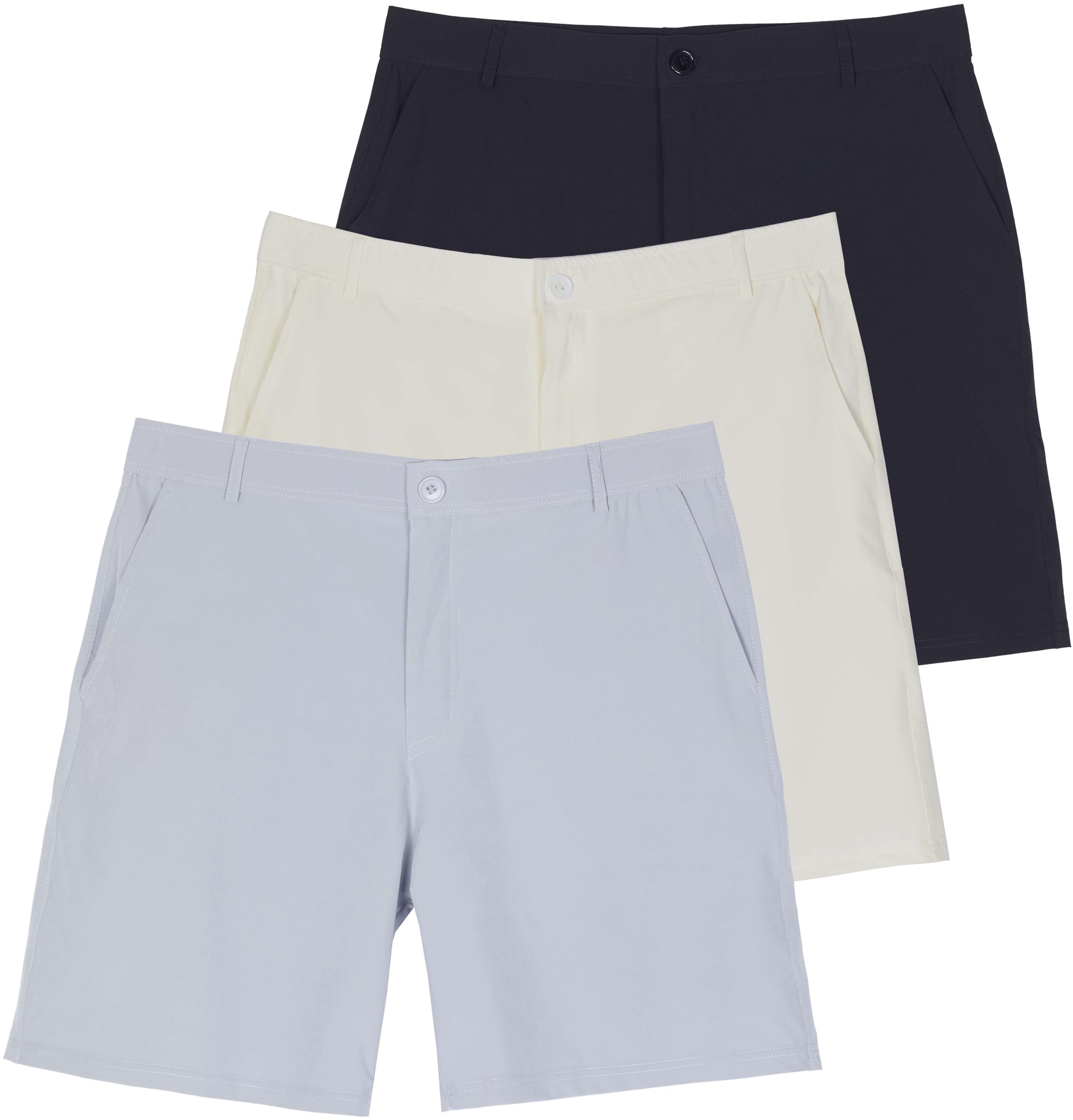 Real Essentials 3 Pack 7 Inch Golf Shorts