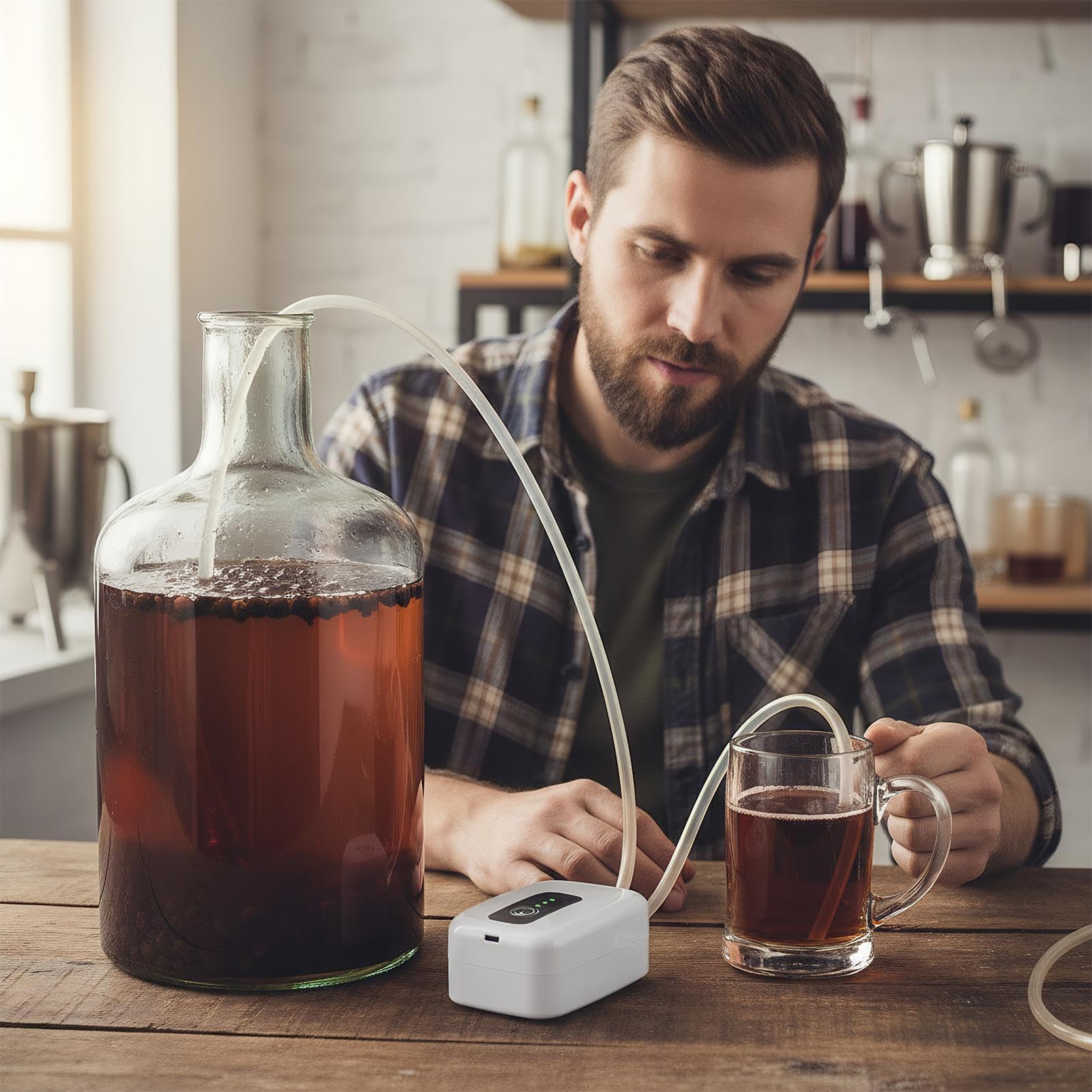 Pompa di trasferimento del vino, strumento elettrico di trasferimento di liquidi per imbottigliamento, pompa automatica per bevande con tubo flessibile per uso alimentare per vino, birra e succhi che