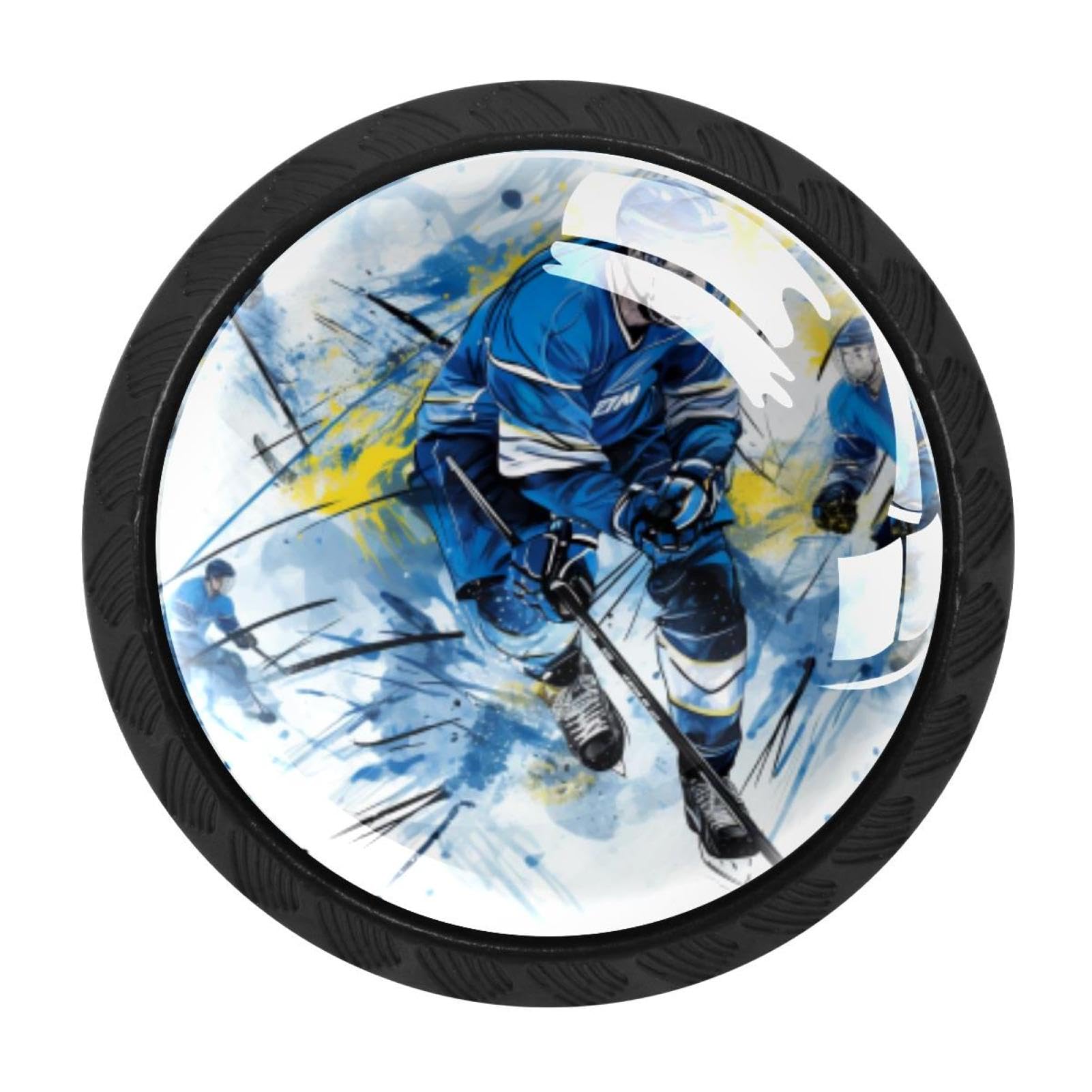 Chenzzzz Multicolored 12 4 Pieces Ice Hockey Drawer Knobs, 35Mm Black Cabinet Knobs, Drawer Pulls And Knobs, Dresser Drawer Knobs, Cabinet Hardware Kitchen Cabinet Knobs