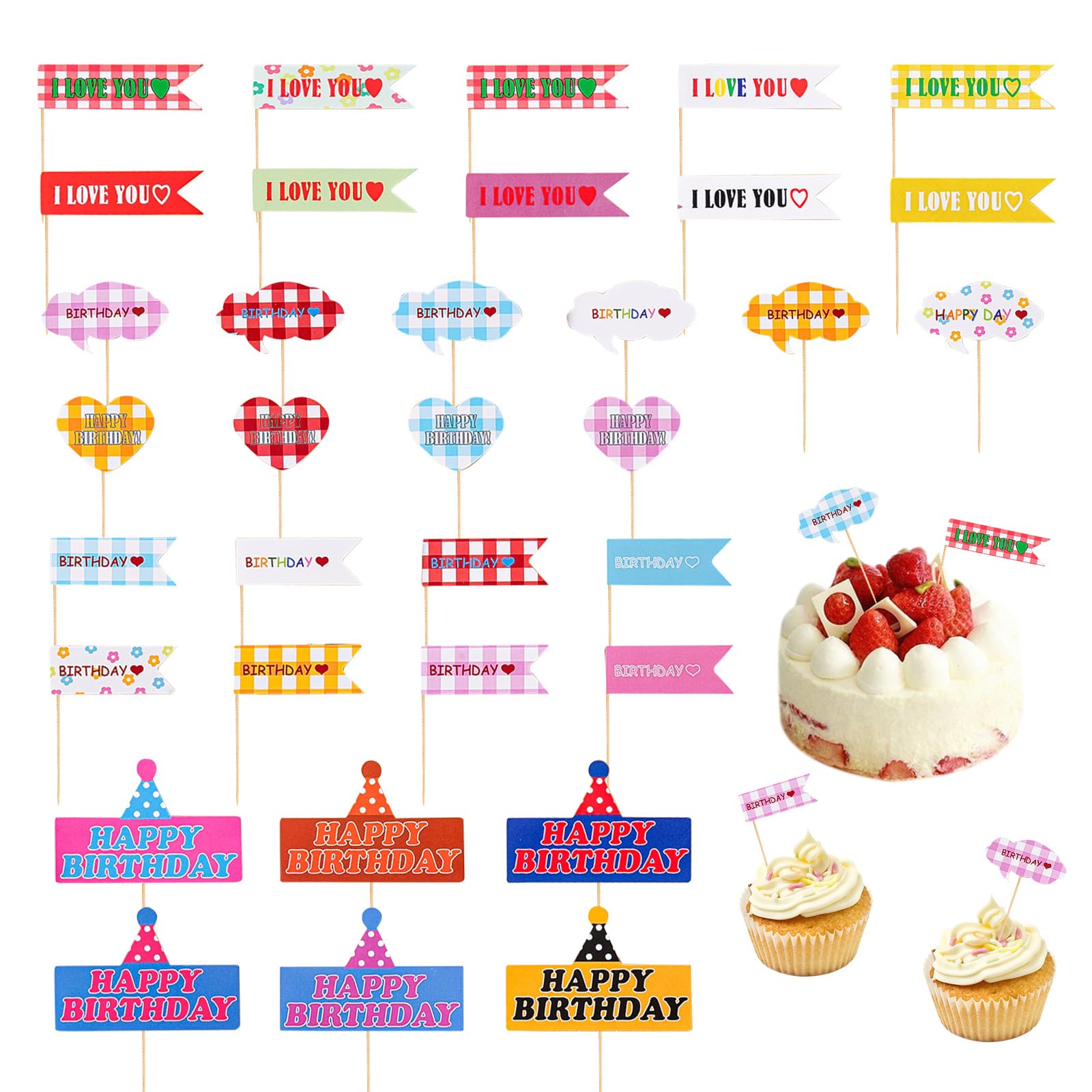 ケーキトッパー 誕生日 お弁当 飾り Amazon.co.jp: Liroyal ケーキトッパー ケーキ飾り (34枚) ケーキ挿入