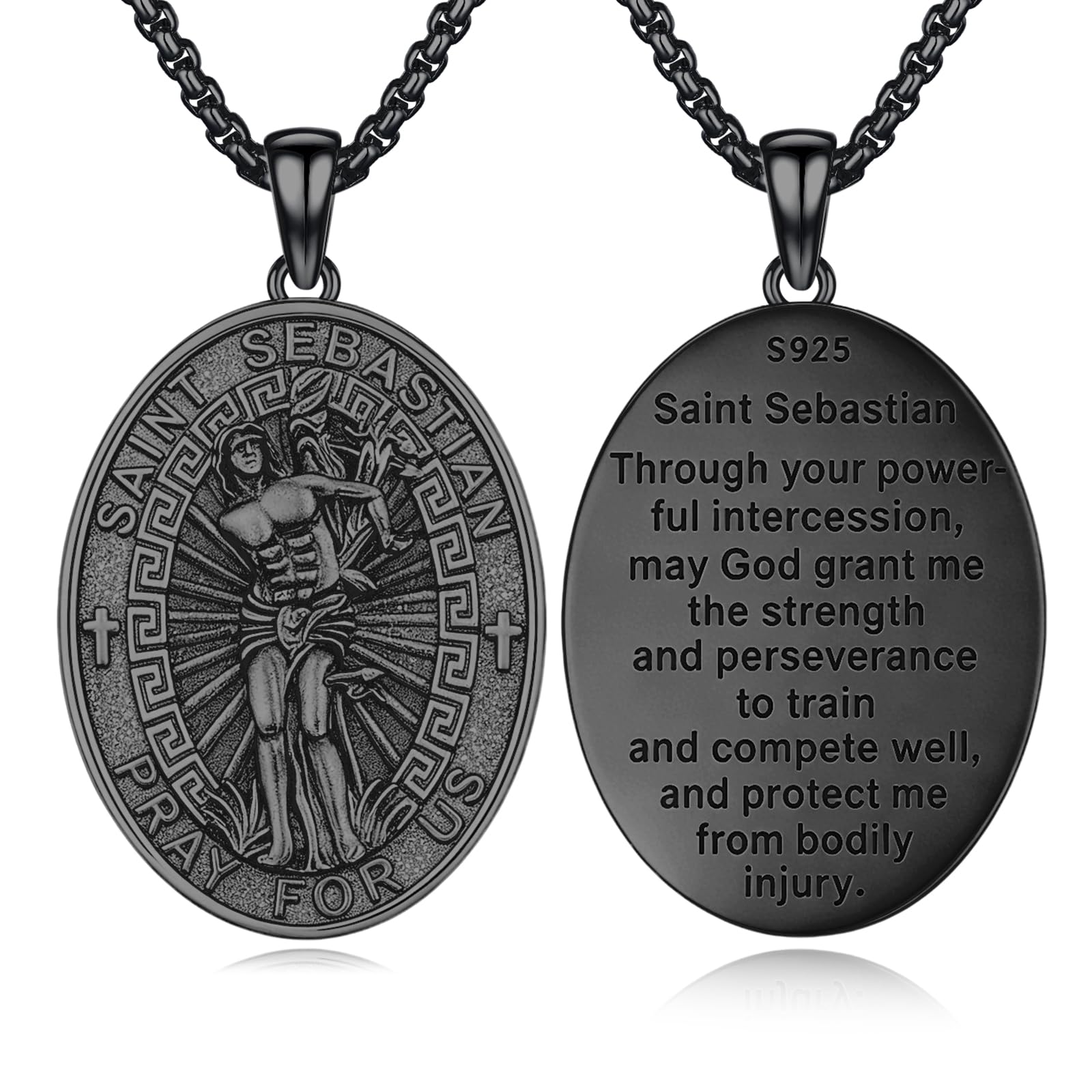Silver/14K Gold Patron Saint Medal Amulet Necklace for Men Women