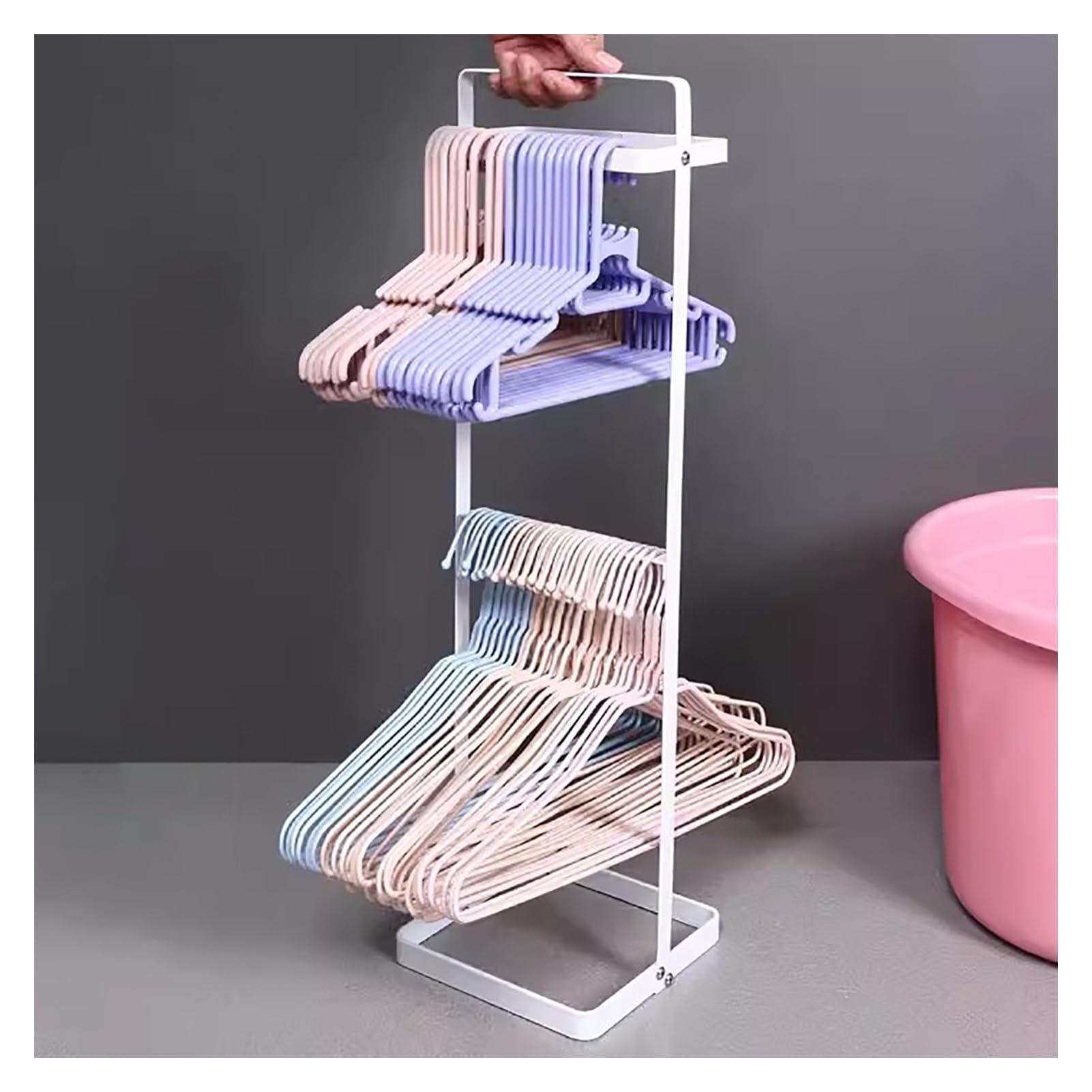 KLYDBMYT Metal Clothes Hanger Organizer Rack,Clothing Hanger Holder,Portable Clothes Storage Holder Stacker for Closet & Room Tidier Laundry Rooms Drying Rack(Size:S)