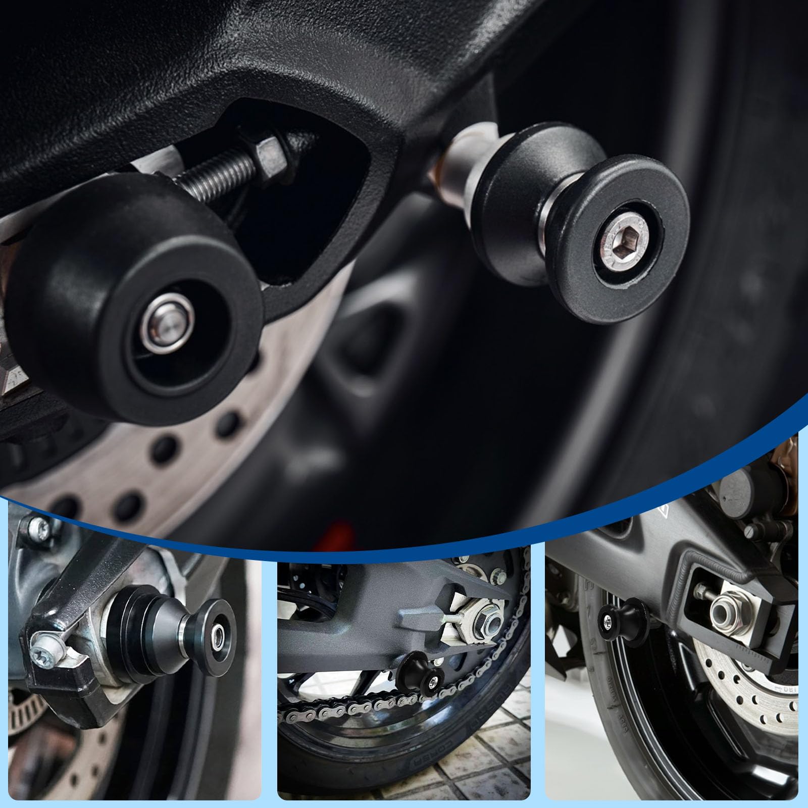 4 Piezas M10 eupdd Diábolos para Moto: 10mm Rojo Caballetes Traseros de Moto Aluminio CNC, Carretes de Brazo Oscilante, Brazo Oscilante Motocicleta, Motocicleta CNC Soporte trasero, Diábolos Moto