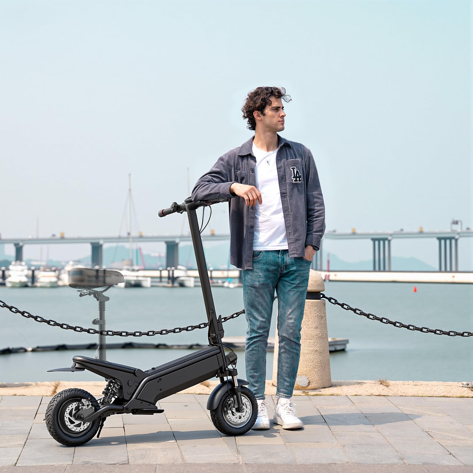 TODIMART Trottinette Electrique Adulte Batterie 48V 7.8Ah Moteur 500W Trotinette électrique avec des pédales Pliantes, Un siège Pliable est Offert en Cadeau, Scooter Electrique Adulte