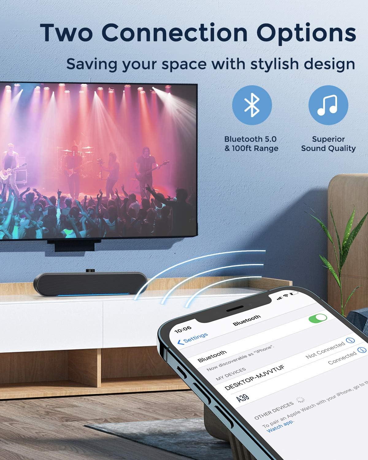 LENRUE Computer Speakers, 10W 3.6mm Aux Input Soundbar, USB Speakers for PC Desktop Laptop Monitor