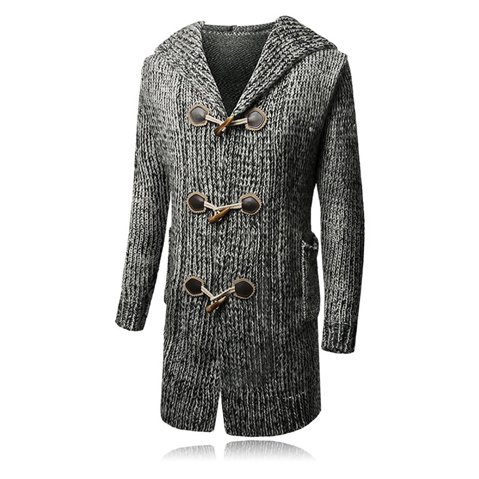 Jersey Hombre Cardigan, Chaqueta De Punto Hombre con Botones Suéter Manga Larga Ajuste Delgado Forro Polar Cárdigan con V-Neck con Bolsillos para Exterior El Ocio