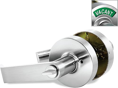 Miniatura 18 de VIZILOK Cerradura de puerta comercial para privacidad del baño, indicador ocupado vacante de alta resistencia en cromo satinado, grado ANSi 2