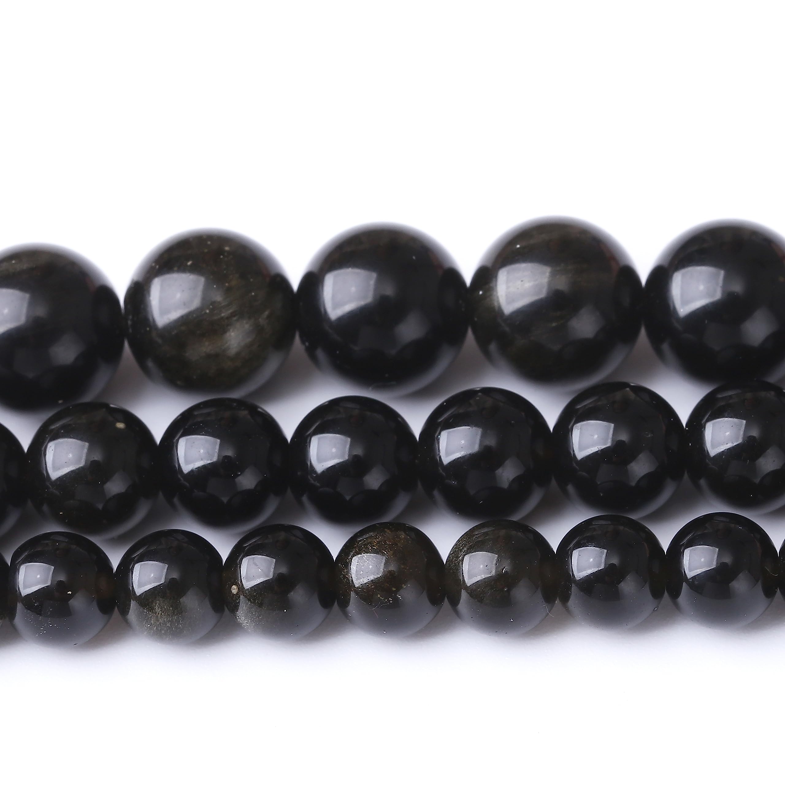 Lot De 30 Perles Obsidienne Dorée Naturelles - 6 Mm - Création Bijoux DIY