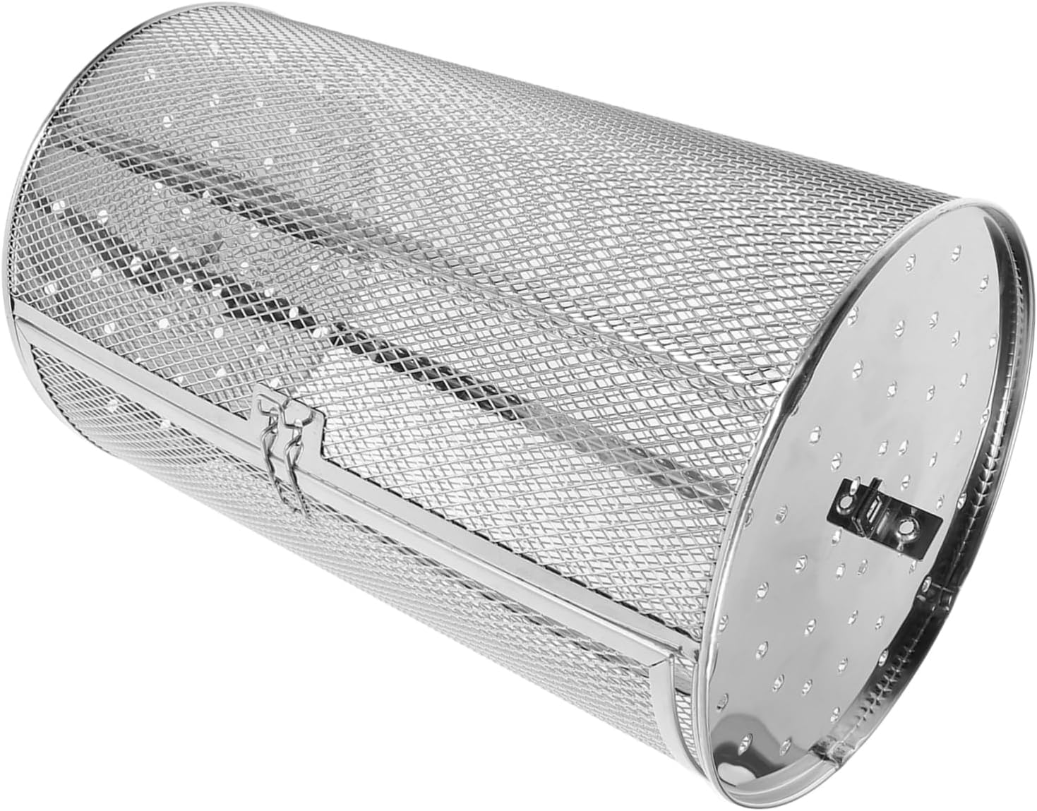 Rotisserie Grill Basket Stainless Steel Rotating Oven Roasting Cage with Easy Open Door for Bbq Vegetables Nuts Meat Even Heating Cooking Accessory