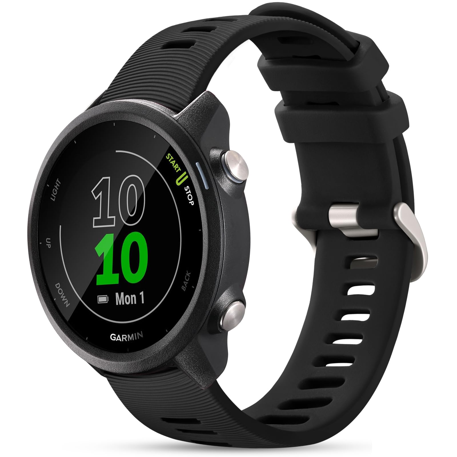 Laffav Compatible with Garmin Forerunner 245 Strap/Forerunner 55 Straps, 20mm Soft Silicone Sport Replacement for Garmin Vivoactive 3/Vivoactive 5/Venu/Venu Sq/Sq 2/Forerunner 165/645 Band, Black