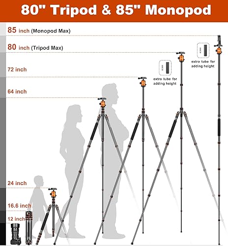 Miniatura 2 de Trípode resistente de 8085 pulgadas para cámara y teléfono, trípode monopie de cámara de 85 pulgadas, binoculares DSLR, videocámaras de alcance de