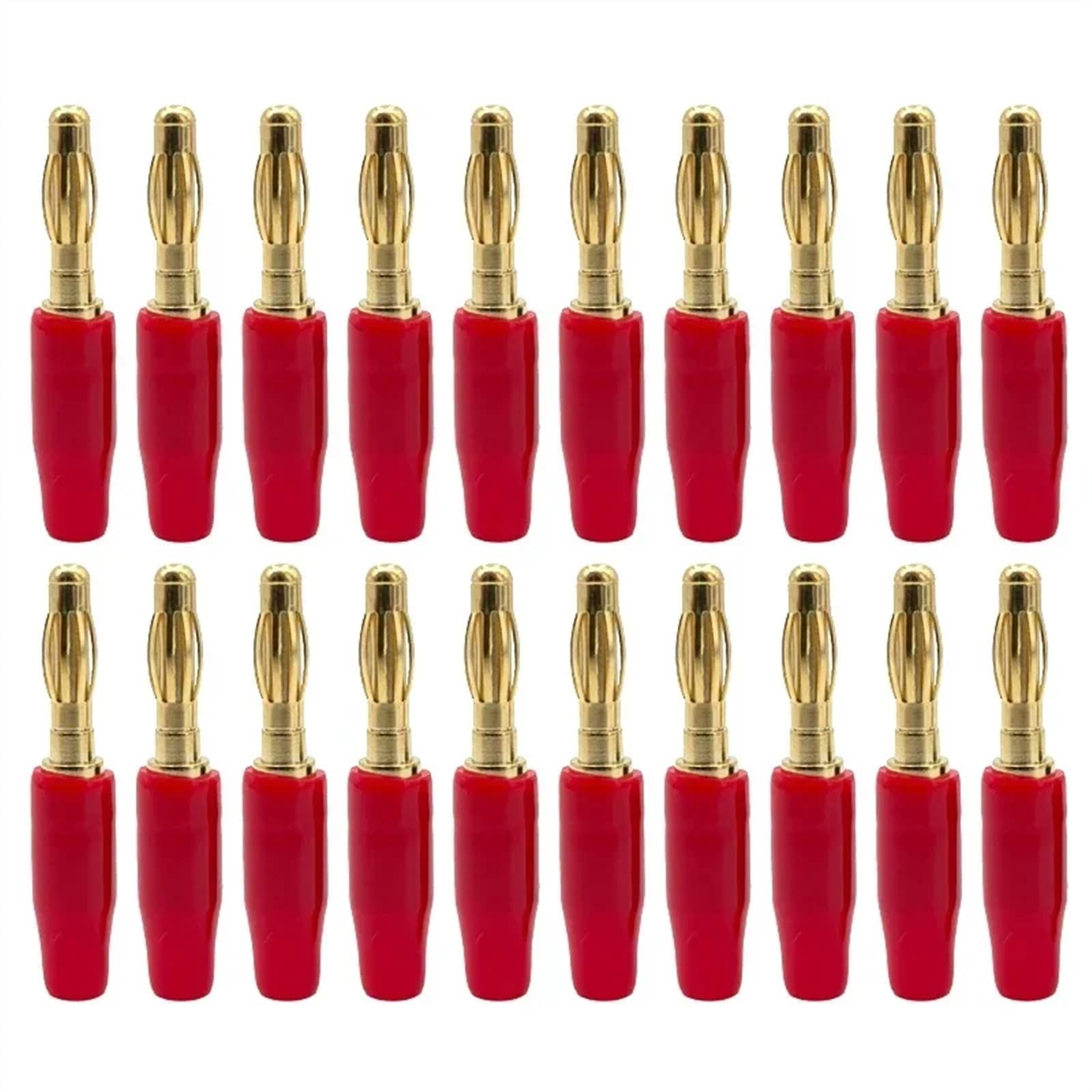 Connecteurs fiche Banane 4mm, 20 pièces, Broche en cuivre plaqué Or(20 Red)