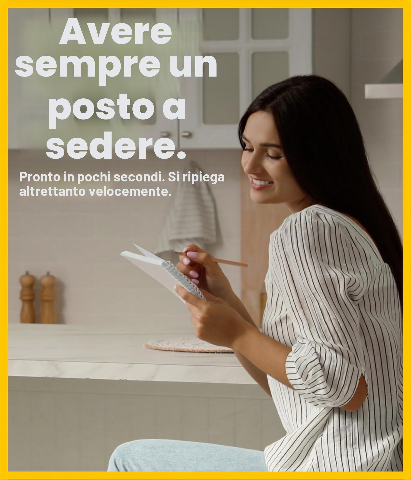 KMH® Sgabello Bill Set 1, pieghevole, schienale & pedana – Argento/Faggio | Altezza seduta 73 cm, montato, pieghevole salvaspazio, telaio in acciaio e seduta MDF decoro faggio – cucina, bar, eventi