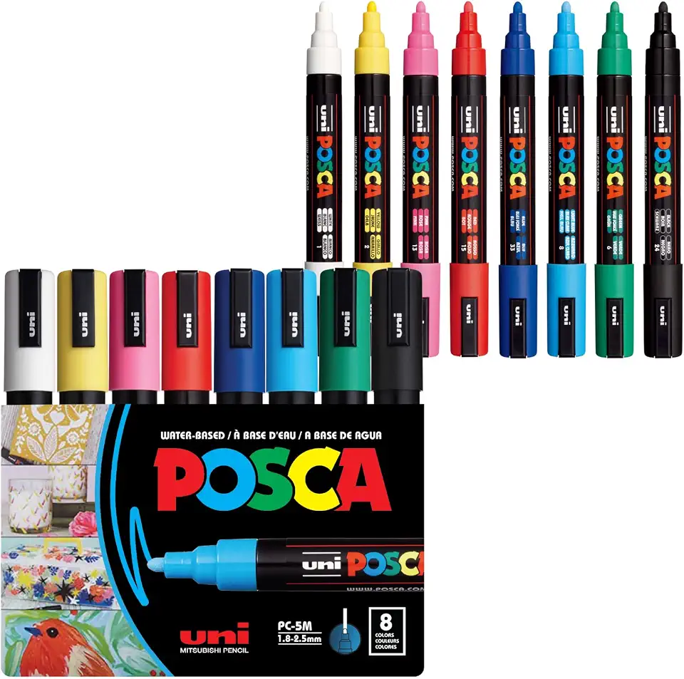 POSCA 8-Color Paint Marker Set, PC-5M Medium