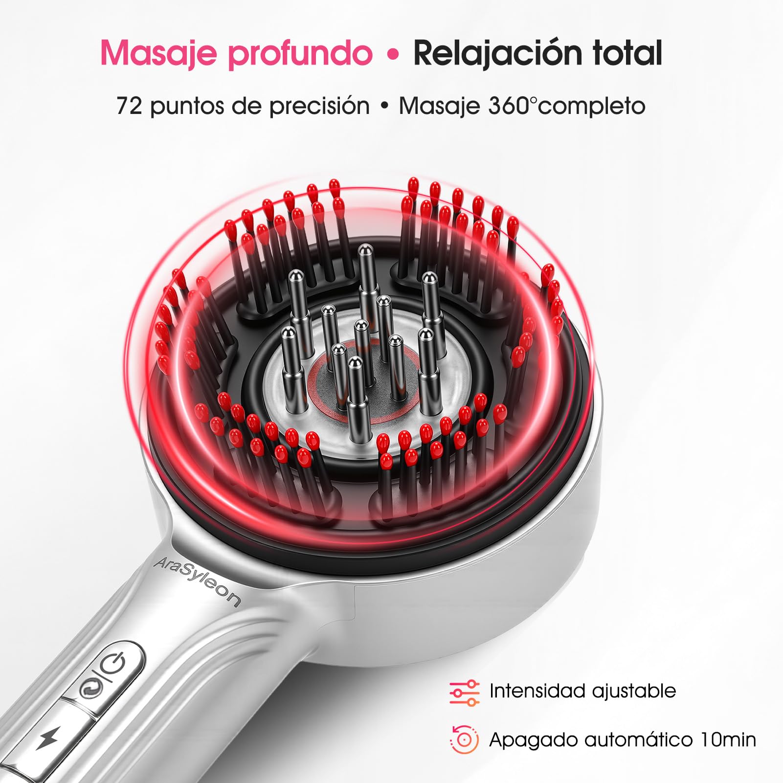 Peine de Masaje Eléctrico para el Cuero Cabelludo, Recargable IPX7, 3 Modos, Anticaída