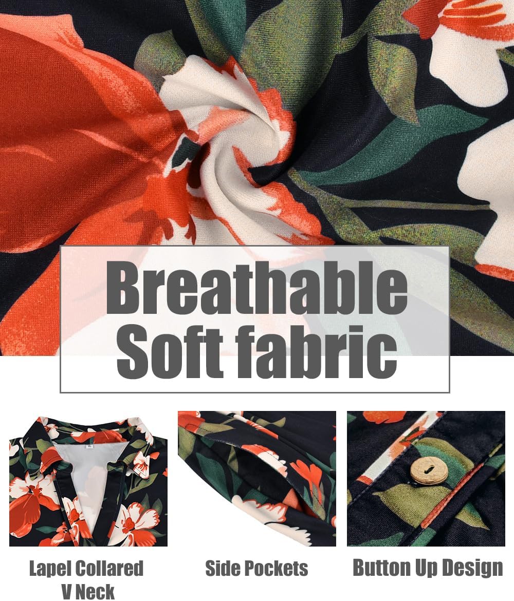 CARCOS Plus Size Dresses for Curvy Women Collared Vneck Short Sleeve Dresses Midi Summer Ruffle Dress with Pocket XL-5XL - Image 6