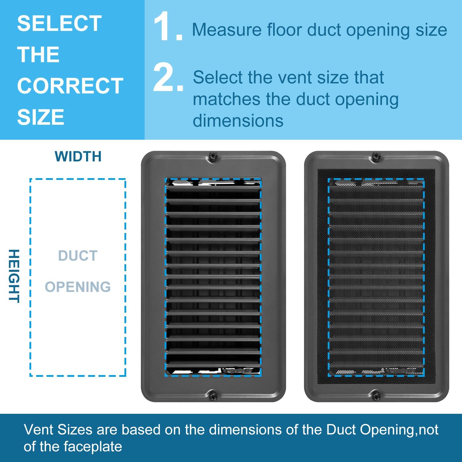 VIHOSE 20 rejillas de ventilación de suelo RV de 4 x 8 pulgadas con cubierta magnética para pantalla, juego de 10 cubiertas de ventilación de acero resistente con amortiguador y registro, 10 filtros