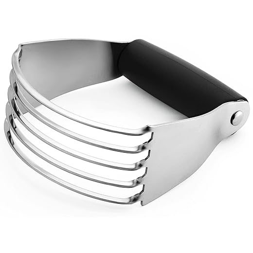 Spring Chef Dough Blender, Top Professional Pastry Cutter with Heavy Duty Stainless Steel Blades, Medium Size, Black