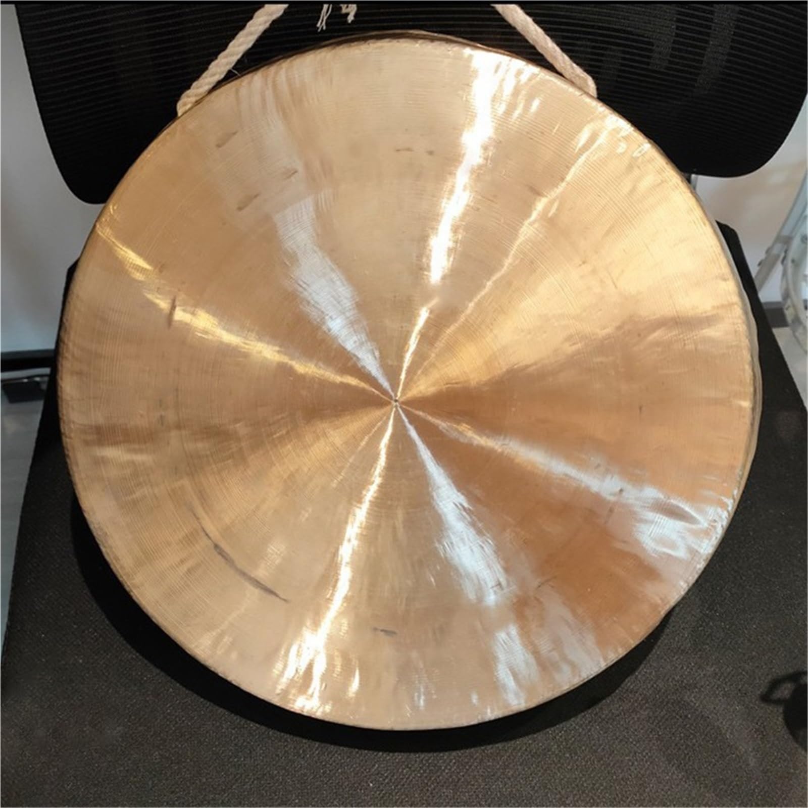 Gongs y platillos portátiles, Platillo de gong mano fondo plano con mazo for meditación Danza del león(35CM)