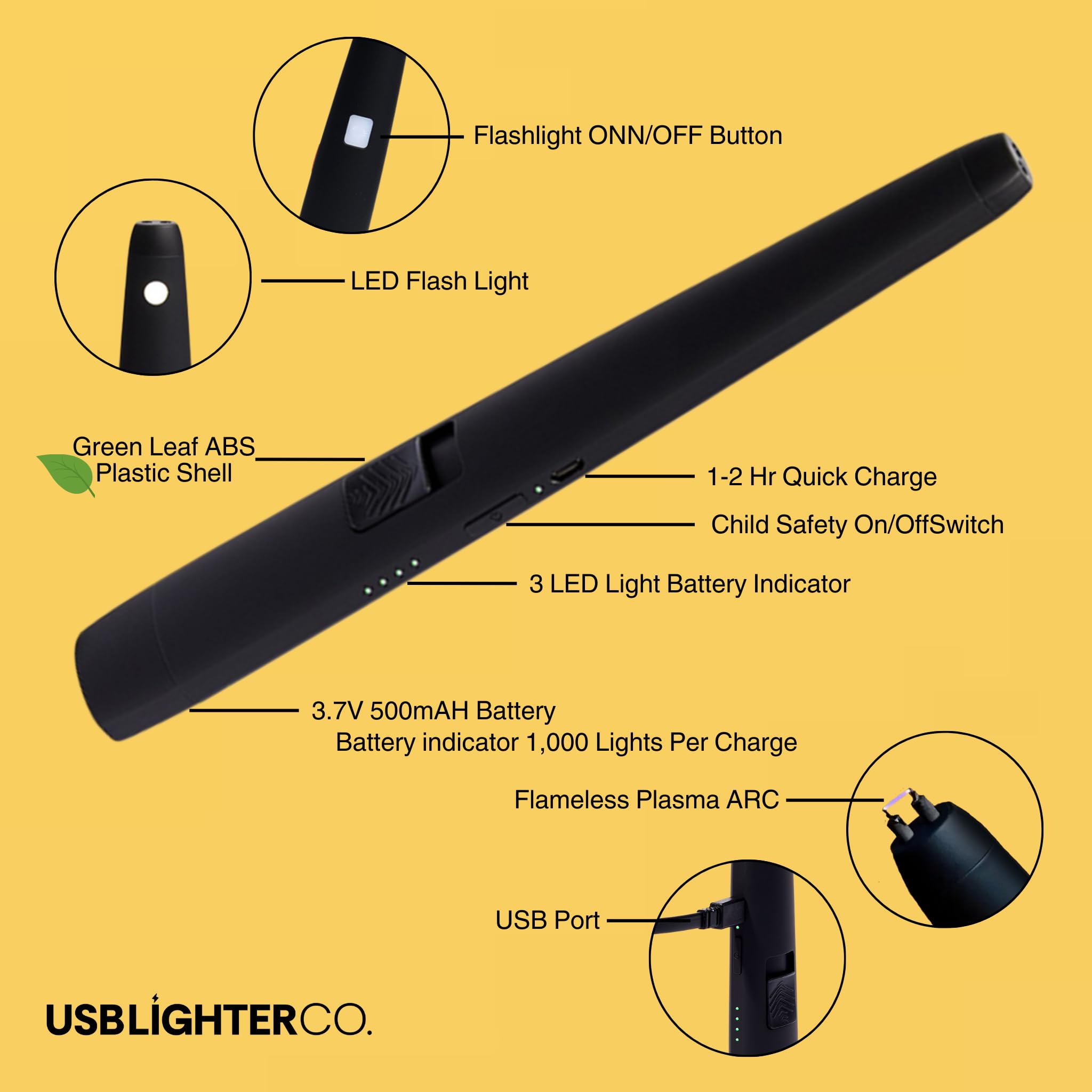 Amazon.com: USB Lighter Co. MOTLI Electric Arc Windproof Flameless  