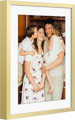 Vista 133 de Golden State Art - Marcos de fotos de metal de 8 x 10 pulgadas con paspartú para fotos de 5 x 7 - Juego de 4 portarretratos de aluminio de 8 x 10