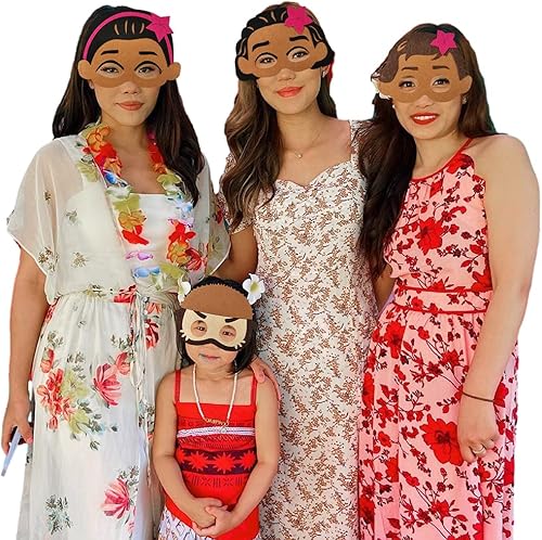 Miniatura 6 de NF 11 máscaras de fieltro para fiesta tropical, suministros de fiesta temática hawaiana, fiesta de cumpleaños para niños y niñas con los ojos