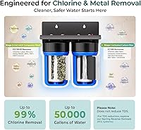 Vista 2 de iSpring Heavy Metal Whole House Water Filter System, Reduce 99% Chlorine, Lead, Sediment & Odor, 5-Layer Whole House Water Filter, SGS-Tested, 10” x