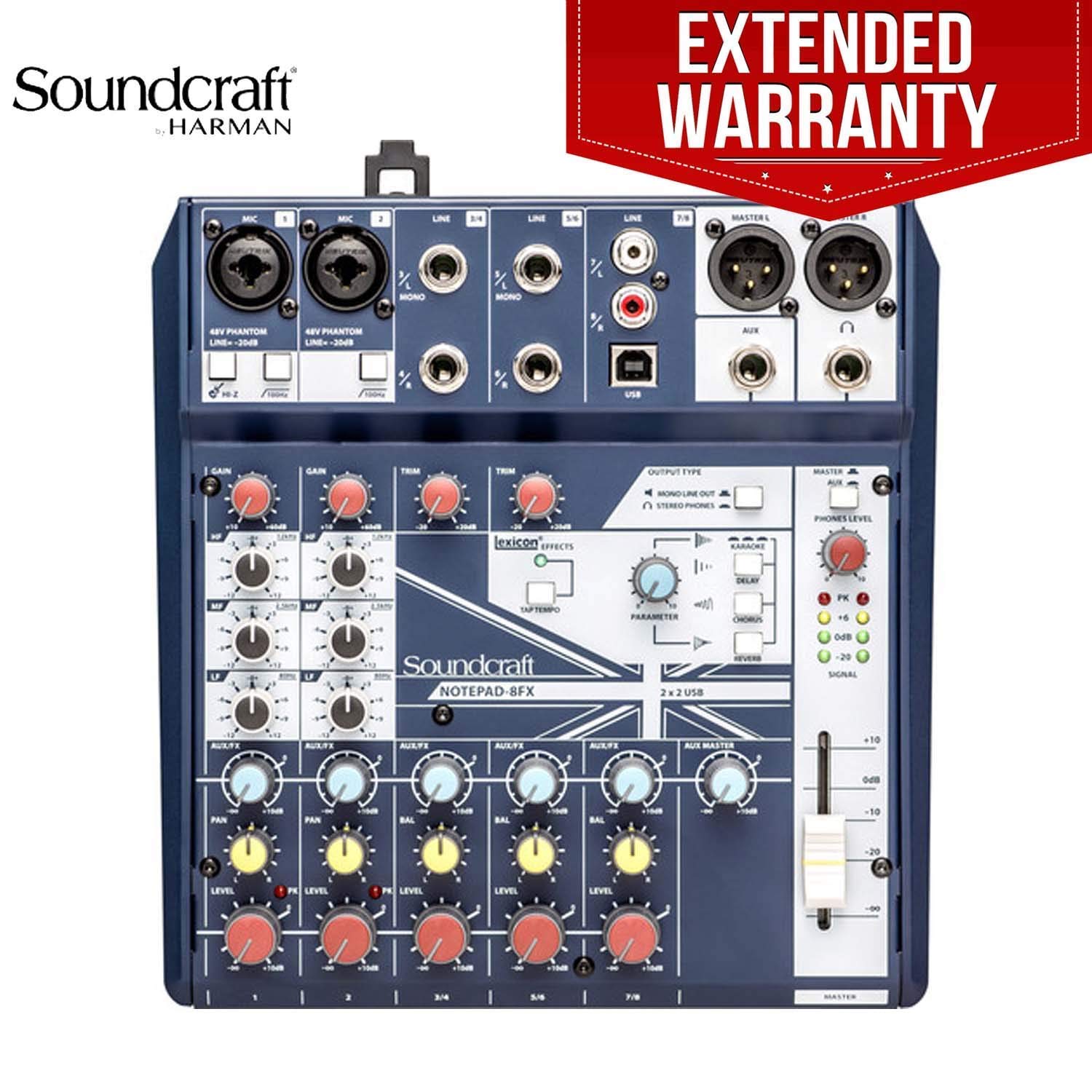 Soundcraft Notepad-8FX Small-Format Analog Mixing Console with USB I/O and Lexicon Effects - Include
