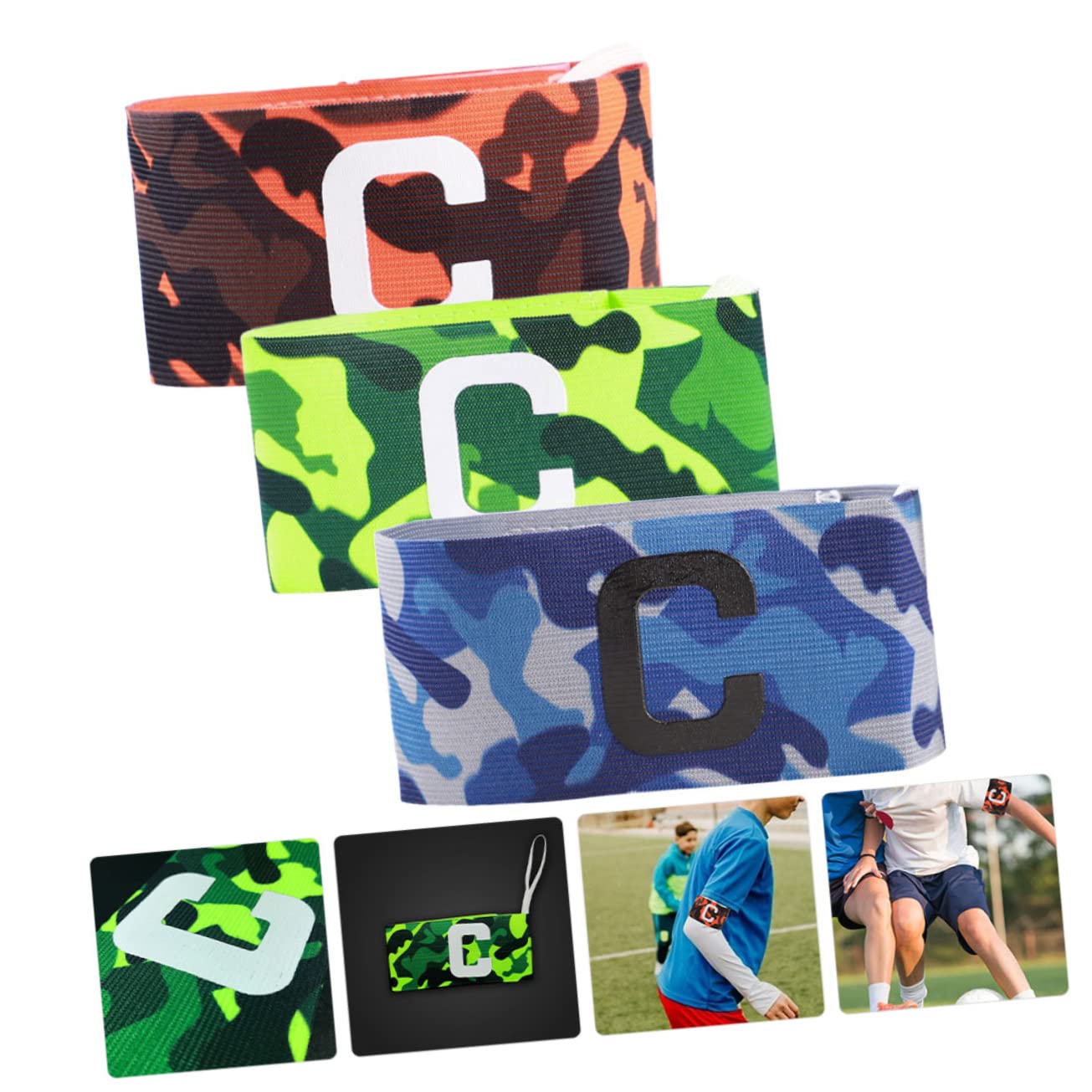 4 Ensembles Brassard De De Football Capitaines Brassards Brassards Petit Soutien Bras Élastique Sangle De Leader Sportif Bracelets De Sport Brassages Nylon 3 Pièces * 4