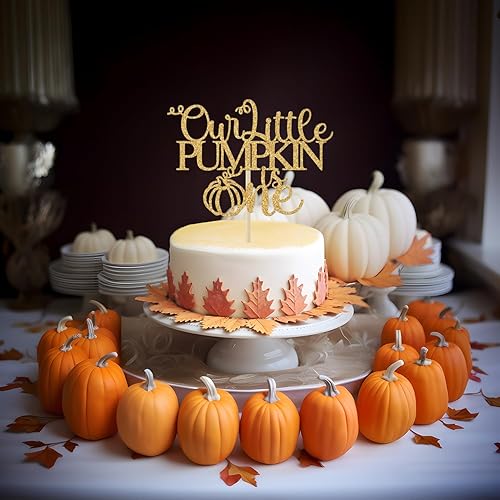 Miniatura 2 de Our Little Pumpkin is One Cake Topper, decoración de pastel de primer cumpleaños, calabaza de otoño, decoración de fiesta de primer cumpleaños,