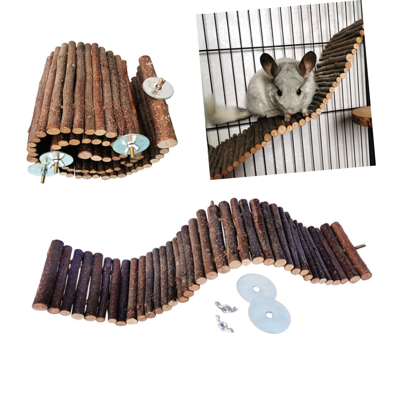 BESPORTBLE 3stücke Kletterleiter Aus Holz Für Kleintiere Spielzeug-brücke Für Hamster Meerschweinchen Und Andere Nager Kauartikel Und Spielplatz Für Haustiere