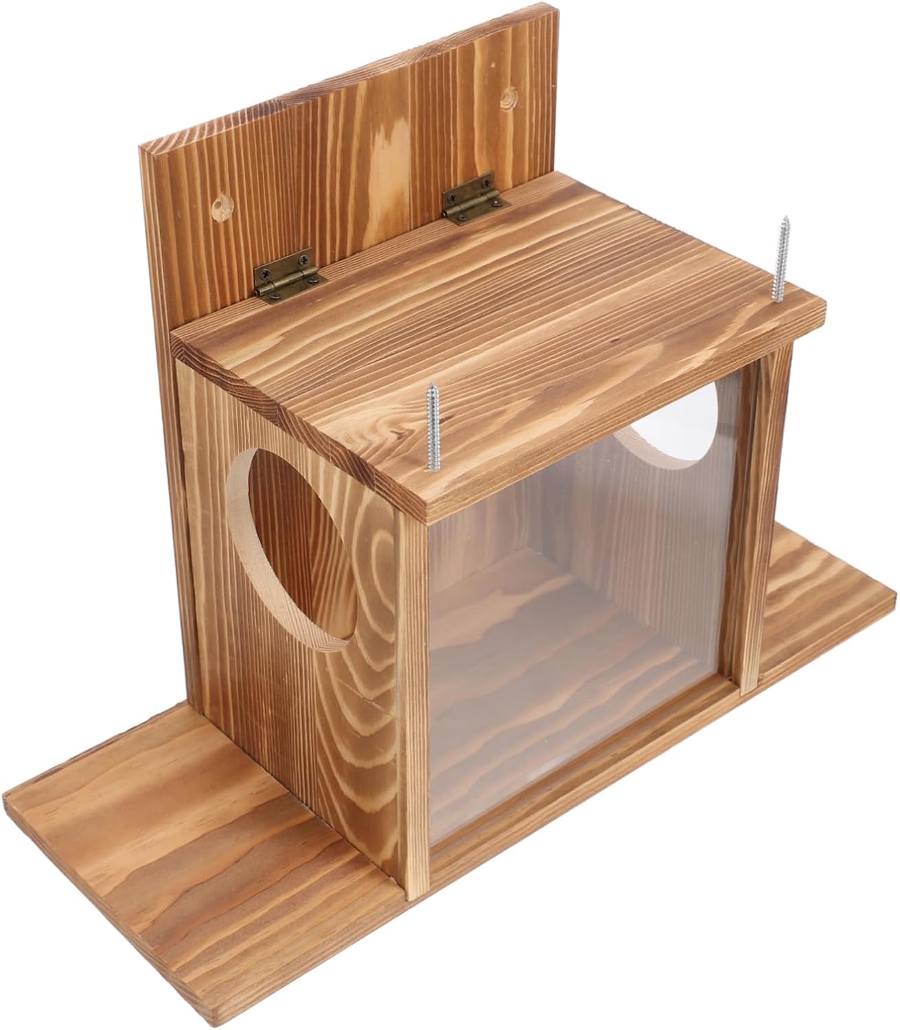Abaodam Wooden Squirrel Feeding House Outdoor Hanging Squirrel Feeder for Garden and Backyard Easy to Clean Design for Wildlife Enthusiasts