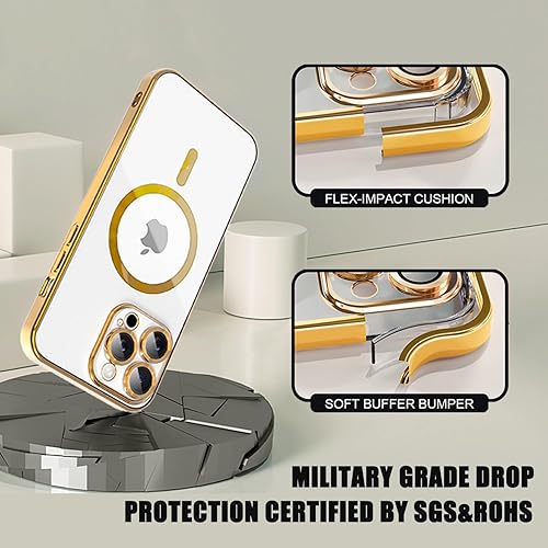 Miniatura 5 de Misscase Funda MagSafe para iPhone 15 Pro con protector de lente de cámara, protección completa, funda magnética transparente compatible con MagSafe