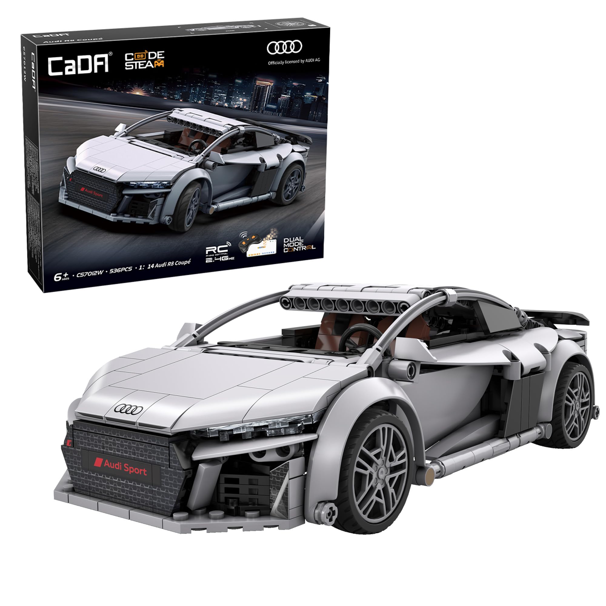 CaDA Audi R8 Coupé Sports Car - 536 Pieces - Self-Build Brick Building Block Model C57012W