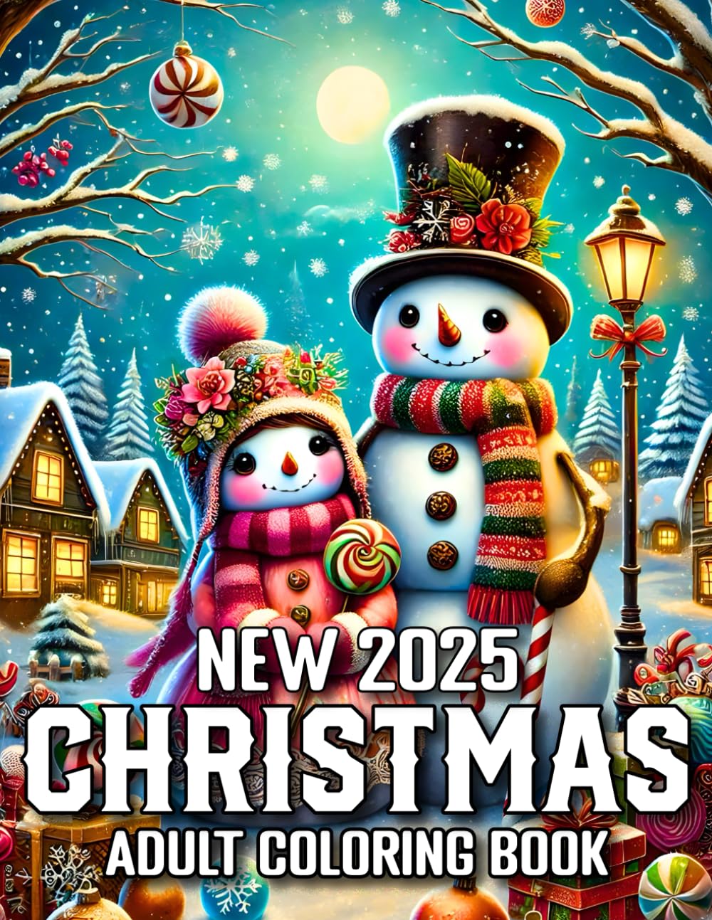 New 2025 Christmas Adult Coloring Book: 100 Pages Adult Christmas Coloring Book Easy Large Print Holiday Scenes with Santa, Reindeer, Wreaths & Ornaments...and More