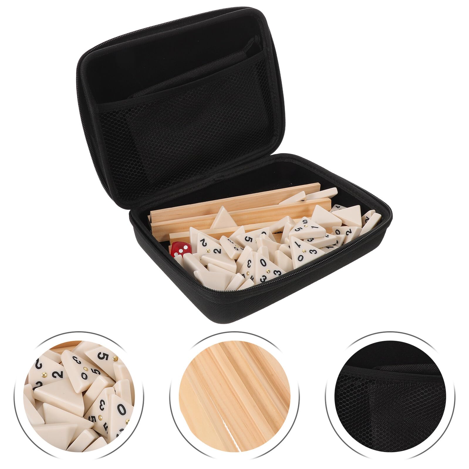 ifundom Domino Triangolare da Viaggio con Supporti in Legno Tessere per Famiglie e Giocatori Adulti Gioco da Tavolo Strategico Portatile in Legno di Qualità