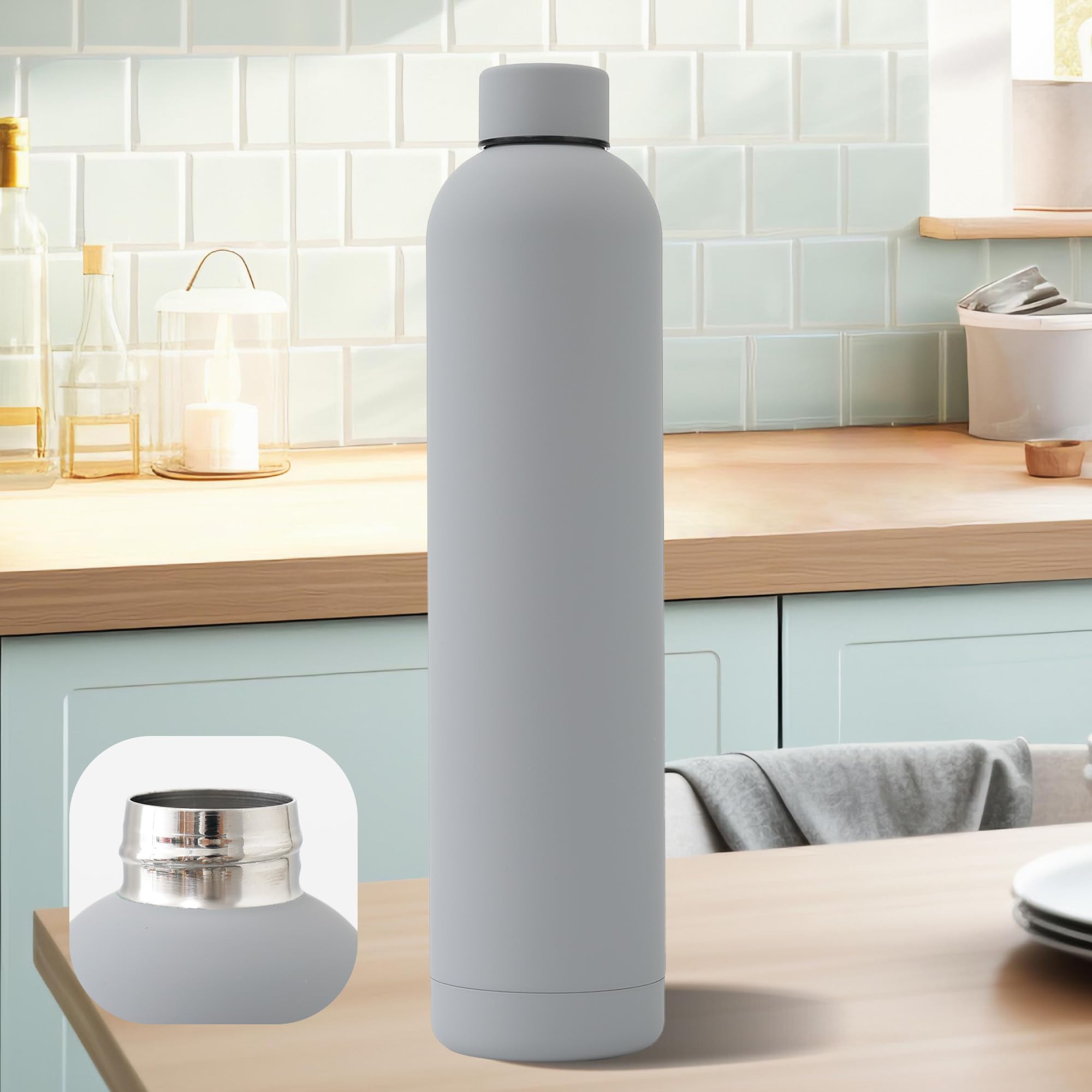 The Better Home 1000 ml Stainless Steel Vacuum Insulated Water Bottle with Smooth Rubber Finish | Keeps Contents Cold/Warm Upto 6-12 Hours | Thermos Bottle | BPA Free | Gym | Office | (Grey) (B0DC6YWGZZ) Amazon Price History, Amazon Price Tracker