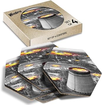 4 x Hexagon Coasters - Chernobyl Nuclear Power Plant Ukraine Cork Backed MDF Glossy Tea Coffee Accessory #50494
