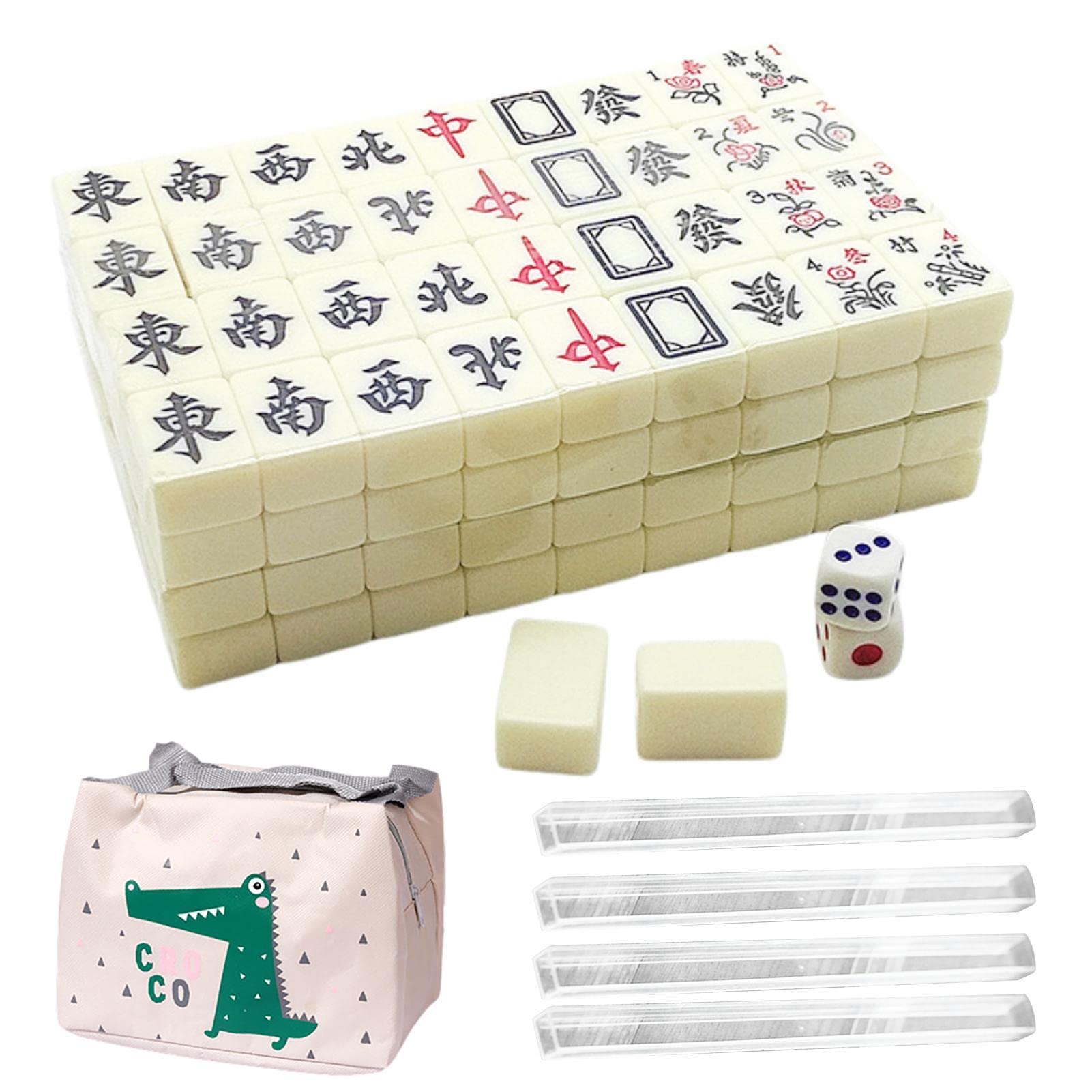 WXLYJXUE Set De Mahjong Chino Mahjong Juego Mah Jong 144 Azulejos Hogar
