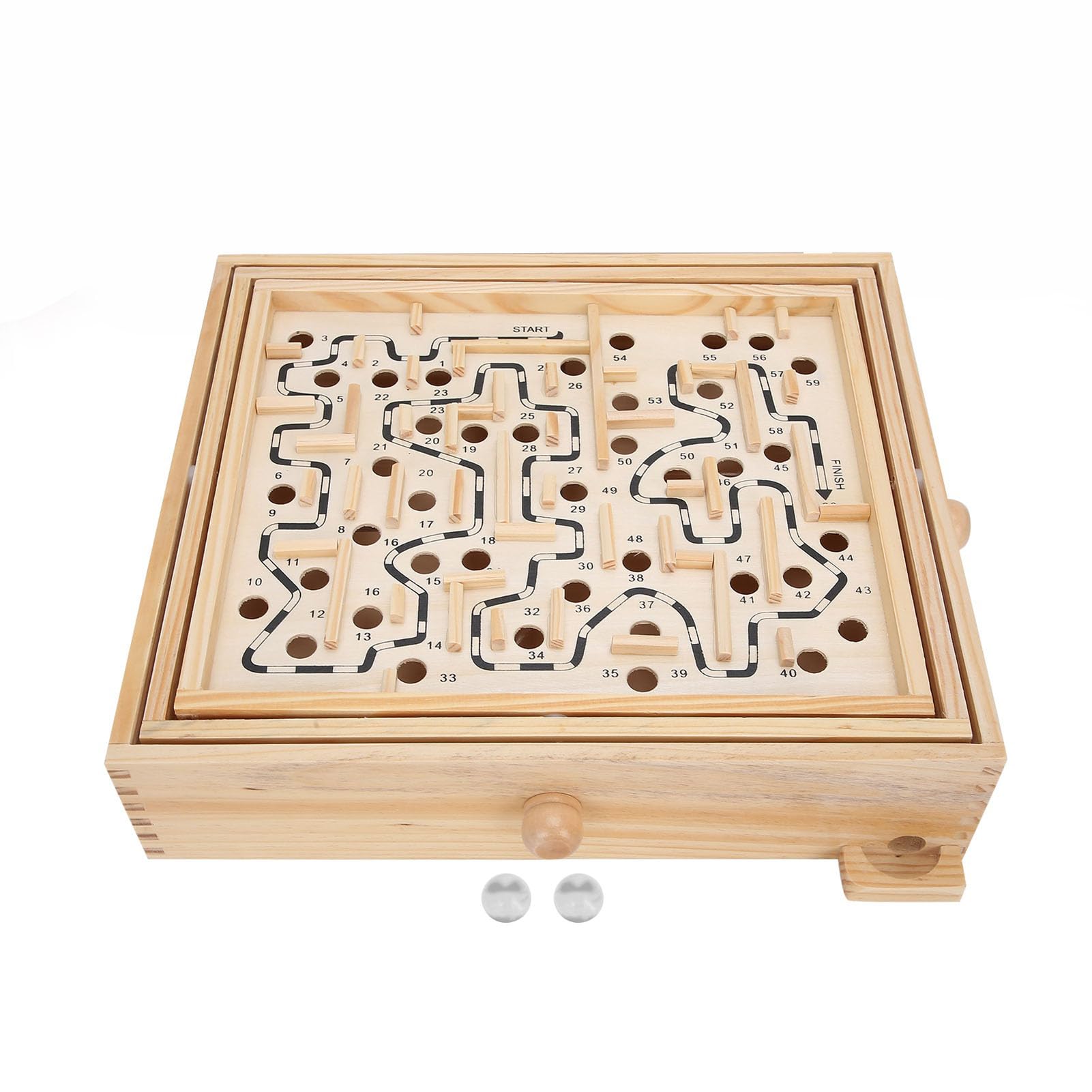 Brrnoo Juego de Laberinto de Madera, Juguete de Rompecabezas de Laberinto de Bola de Equilibrio con Esquinas Redondeadas Suaves para Adultos, Niños y Personas Mayores para Ejercitar