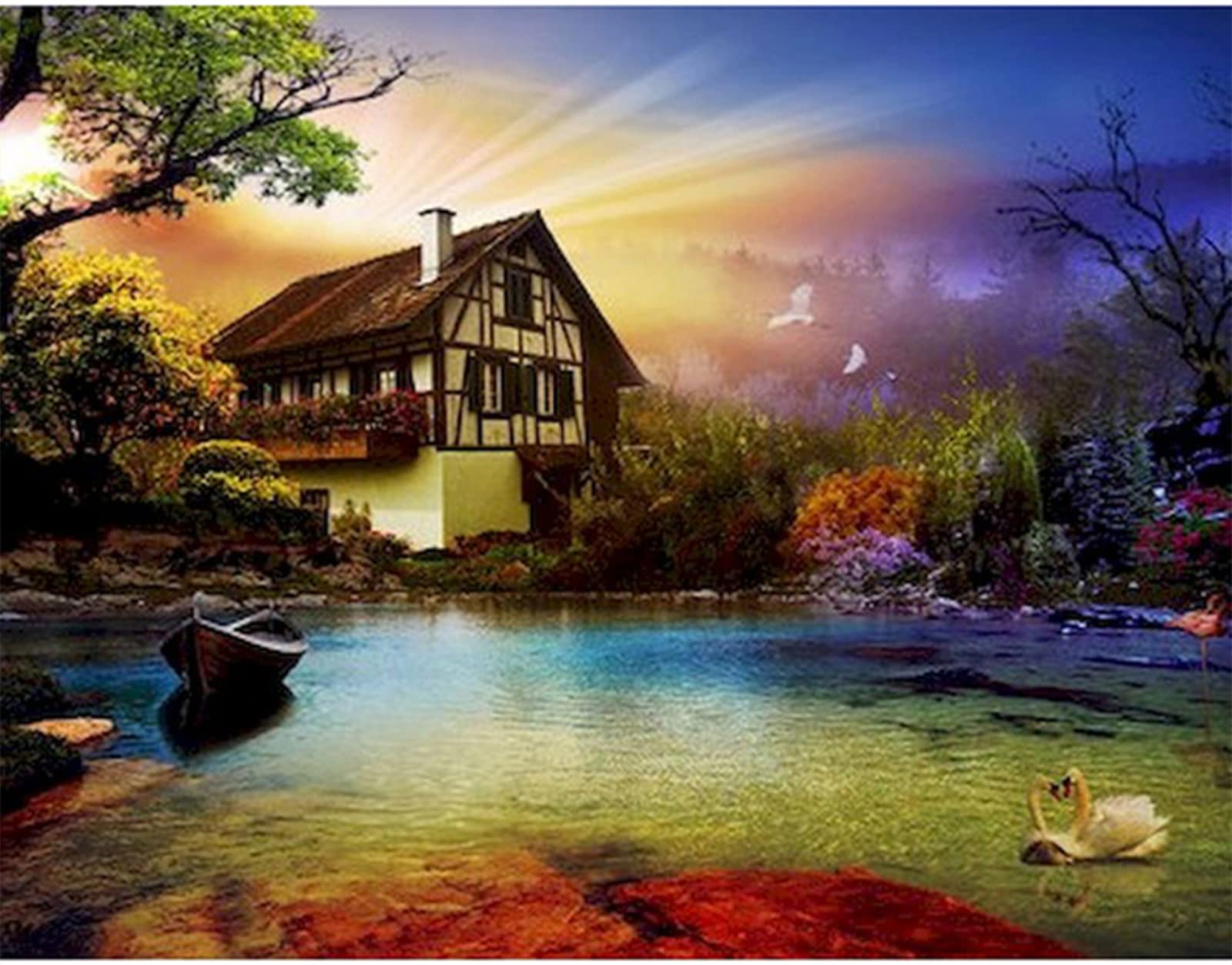 1000 Stück Für Erwachsene Puzzle Das Leuchten des Sonnenuntergangs öLgemäLde Puzzles FüR Erwachsene Puzzles Tiere Puzzles Dekoration Fertige Größe 75×50cm
