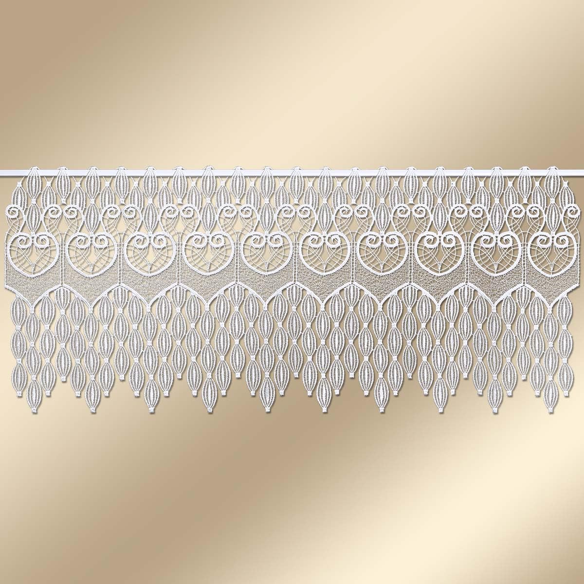Spitzengardine Dara aus Echter Plauener Spitze Moderne Scheibengardine mit Ornamenten in weiß 35 x 96 cm