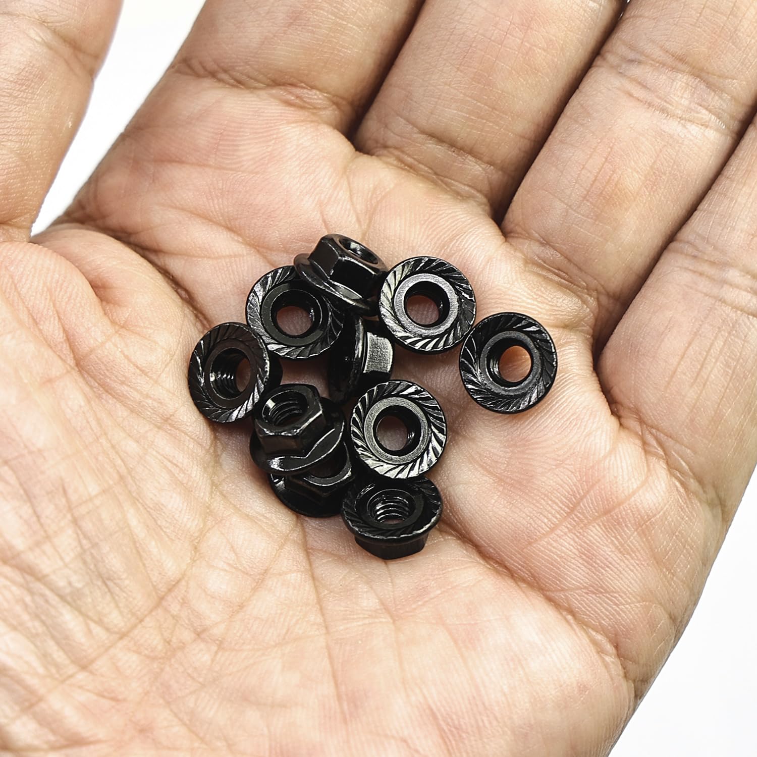 M4-0.7 Serrated Flange Hex Nuts, Hexagon Flange Nuts 304 Stainless Steel Black Oxide, Metric Hex Lock Nuts, DIN6923 (50 pcs) - Image 2