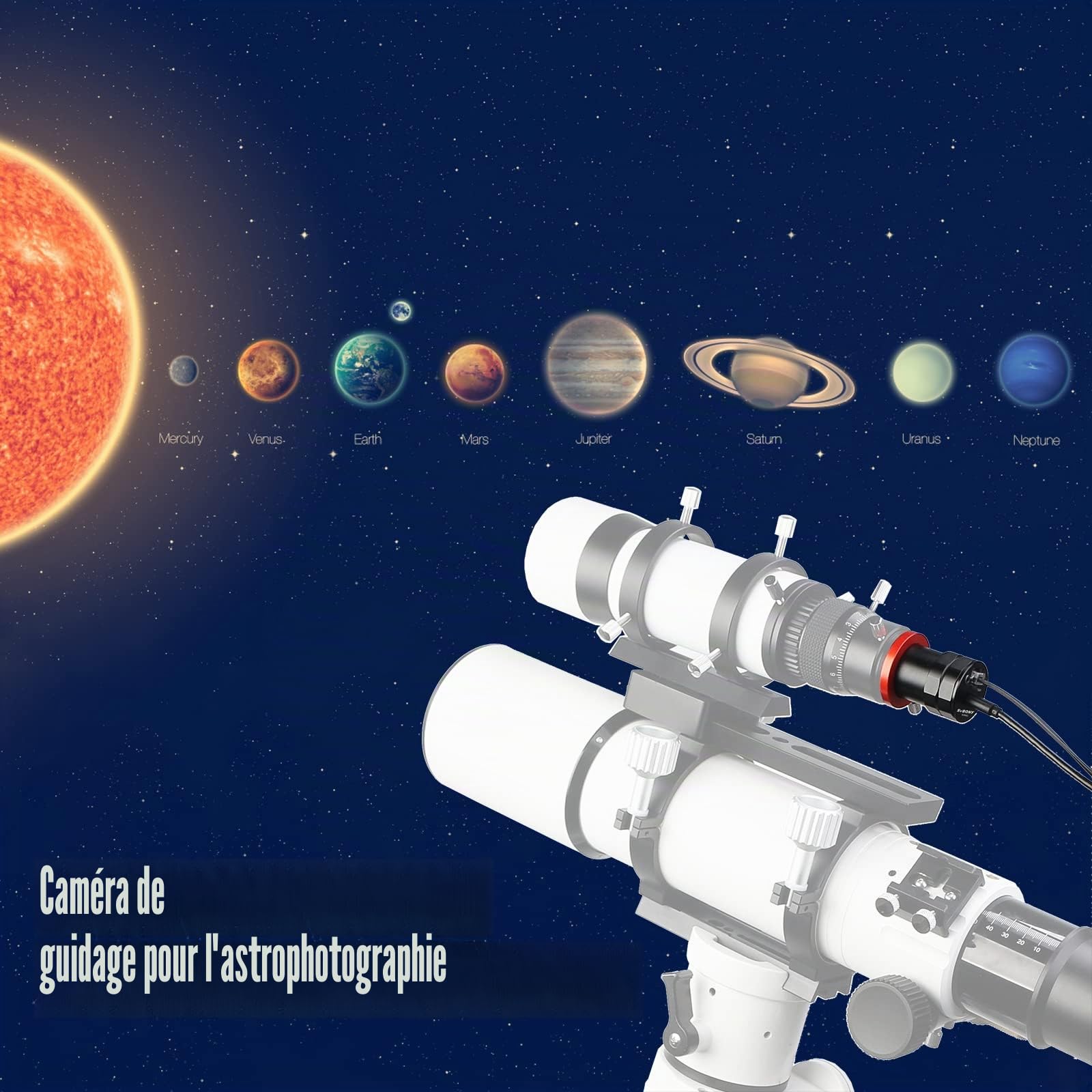 Svbony SV905C Caméra pour Télescope, Caméra d'autoguidage 1,25", Capteur CMOS Couleur 1,23 MP, USB 2,0, Revêtement AR, Port de Guidage ST4, Accessoire pour Télescope Destiné à L'astrophotographie